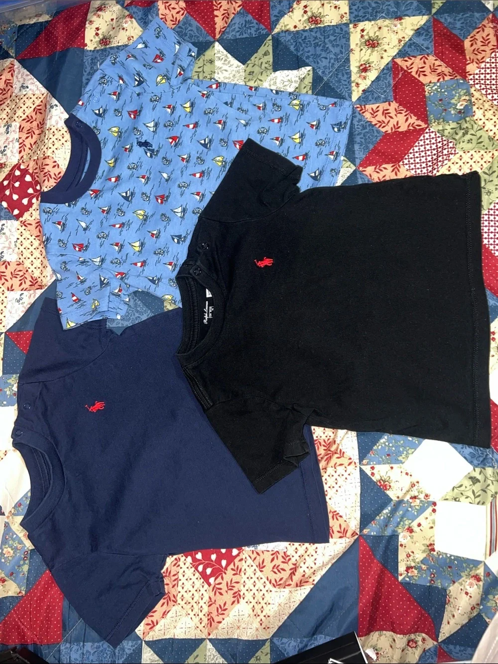 Ralph Lauren Blue Sailboat Print, Navy & Black Short Sleeve Tees